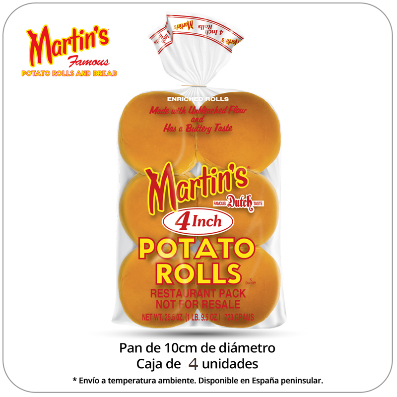 Pa de patata per a hamburguesa de 10 cm (4 unitats)